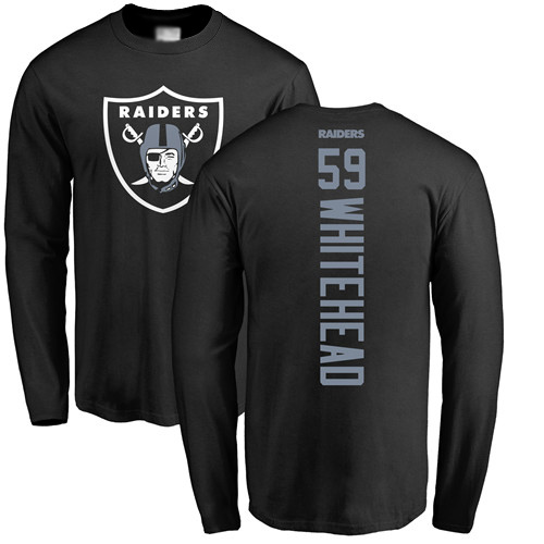 Men Oakland Raiders Black Tahir Whitehead Backer NFL Football #59 Long Sleeve T Shirt